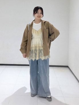 「GLOBAL WORK（グローバルワーク）のらくっション撥水バレエ/135873（バレエシューズ、グレー系）」を使った、gw_maieiさん（レディース・160cm）の春コーディネート