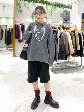 「アイテム（メガネ）」を使った、しおりさん（レディース・158cm・30代）の秋コーディネート