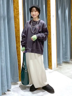 「アイテム（アームカバー）」を使った、しおりさん（レディース・158cm）の冬コーディネート