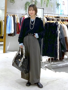 「アイテム（バンダナ/スカーフ）」を使った、しおりさん（レディース・158cm・30代）の秋コーディネート