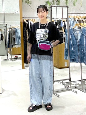 「LEPSIM（レプシィム）の3連ボールネックレス　287544（ネックレス、シルバー系）」を使った、しおりさん（レディース・158cm）の夏コーディネート