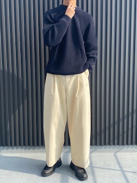 SHIRYUさんの「【BATONER】2021AW シグネチャー片畔クルーネック SOLIDWOOLニット　/BN-21FM-023」を使ったコーディネート