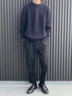 SHIRYUさんの「【BATONER】2021AW シグネチャー片畔クルーネック SOLIDWOOLニット　/BN-21FM-023」を使ったコーディネート