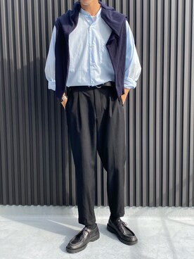 「Graphpaper（グラフペーパー）のアイテム（スラックス）」を使った、SHIRYUさん（メンズ・176cm）の秋コーディネート