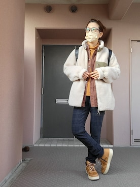 「チェック柄に恋してる」｜「アイテム（財布/小物）」を使った、まある(👓)さん（レディース・164cm）の冬コーディネート