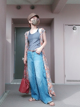 「LAKOLE（ラコレ）のアイテム（キャスケット）」を使った、まある(👓)さん（レディース・164cm）の夏コーディネート
