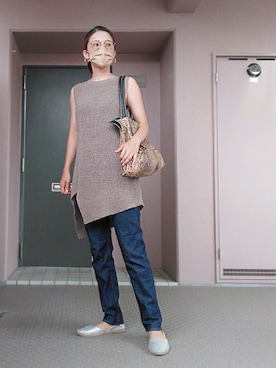 「moussy」｜「アイテム（スリッポン）」を使った、まある(👓)さん（レディース・164cm）の夏コーディネート
