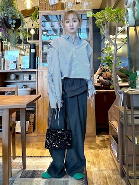 「アイテム（パンプス、グリーン系）」を使った、すなぎもさん（レディース・153cm）の冬コーディネート