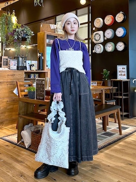 「niko and...（ニコアンド）のオリジナルスニーカーソールローファー（ローファー）」を使った、すなぎもさん（レディース・153cm）の冬コーディネート