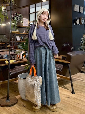 「アイテム（モカシン/デッキシューズ）」を使った、すなぎもさん（レディース・153cm）の秋コーディネート