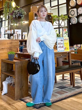 「アイテム（パンプス、グリーン系）」を使った、すなぎもさん（レディース・153cm）の冬コーディネート