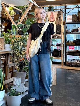 「tiny tiny（ティニーティニー）のアイテム（バッグ）」を使った、すなぎもさん（レディース・153cm）の夏コーディネート