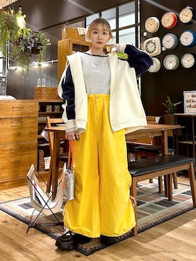 「niko and...（ニコアンド）のアイテム（パーカー）」を使った、すなぎもさん（レディース・153cm）の春コーディネート