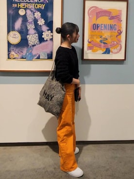 「H&M（エイチ・アンド・エム）のアイテム（デニムパンツ）」を使った、takanaさん（レディース・156cm）の秋コーディネート