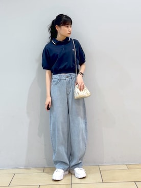 「アイテム（ポロシャツ）」を使った、hazukiさん（レディース・163cm）の春コーディネート