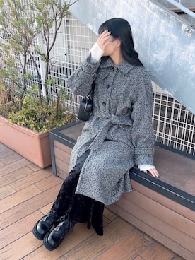 「FREE'S MART（フリーズマート）のアイテム（ステンカラーコート）」を使った、hazukiさん（レディース・163cm）の冬コーディネート