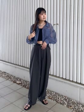 「アイテム（スラックス）」を使った、hazukiさん（レディース・163cm・20代）の春コーディネート