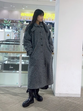 「FREE'S MART（フリーズマート）のアイテム（ステンカラーコート）」を使った、hazukiさん（レディース・163cm）の冬コーディネート