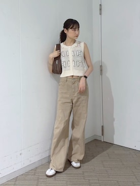 「アイテム（ニット/セーター）」を使った、hazukiさん（レディース・163cm）の夏コーディネート