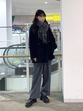 「FREE'S MART（フリーズマート）のアイテム（ピーコート）」を使った、hazukiさん（レディース・163cm）の秋コーディネート