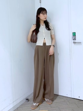 「FREE'S MART（フリーズマート）のアイテム（スラックス）」を使った、hazukiさん（レディース・163cm）の夏コーディネート