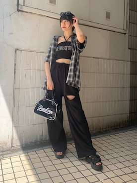 「SPINNS（スピンズ）のアイテム（スウェットパンツ）」を使った、ainoさん（レディース・169cm）の夏コーディネート