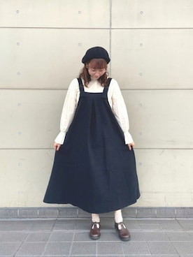 「秋トレンド2021」｜「アイテム（ハンチング/ベレー帽）」を使った、やまもとさん（レディース・161cm）の秋コーディネート