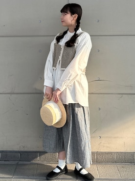 「春服」｜「アイテム（チュニック）」を使った、やまもとさん（レディース・161cm）の春コーディネート