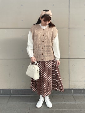 「チョコ色に染まれ」｜「アイテム（その他シューズ）」を使った、やまもとさん（レディース・161cm）の冬コーディネート