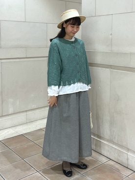「ショート丈トップス」｜「アイテム（バレエシューズ）」を使った、やまもとさん（レディース・161cm）の春コーディネート