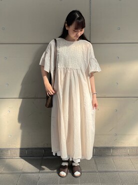 「Samansa Mos2（サマンサ モスモス）のモチーフレースワンピース（ワンピース）」を使った、やまもとさん（レディース・161cm）の春コーディネート