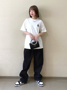 「ワイドテーパードパンツ」｜nodokaさん（レディース・161cm）の夏コーディネート