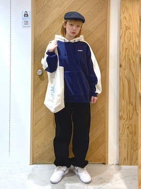 「フリース」｜「アイテム（ハンチング/ベレー帽）」を使った、nodokaさん（レディース・161cm）の冬コーディネート