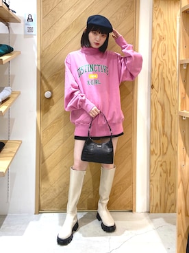 「x-girl_ootd」｜「アイテム（ハンチング/ベレー帽）」を使った、nodokaさん（レディース・161cm）の秋コーディネート