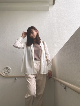 「アイテム（その他アウター、ホワイト系）」を使った、nanamiさん（レディース・166cm）の夏コーディネート