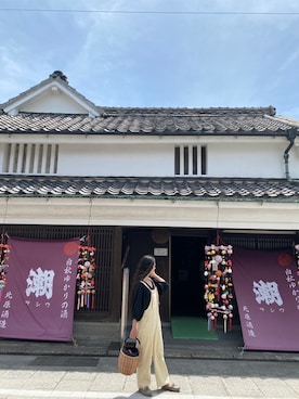 「rectangle（レクタングル）のアイテム（オールインワン・サロペット）」を使った、adahyanさん（レディース・159cm）の春コーディネート