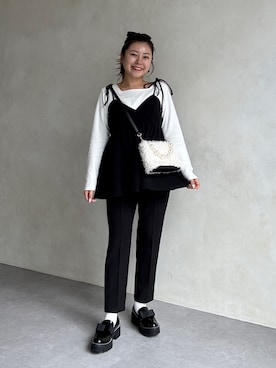 「アイテム（ローファー）」を使った、ももぞうさん（レディース・154cm）の秋コーディネート