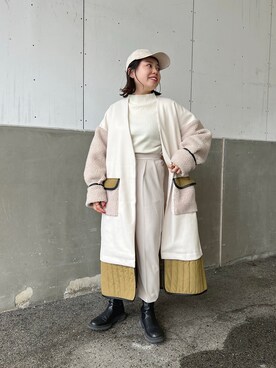 「prose verse（プロズヴェール）のアイテム（ノーカラーコート）」を使った、ももぞうさん（レディース・154cm）の冬コーディネート