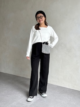 「アイテム（スラックス）」を使った、ももぞうさん（レディース・154cm）の秋コーディネート