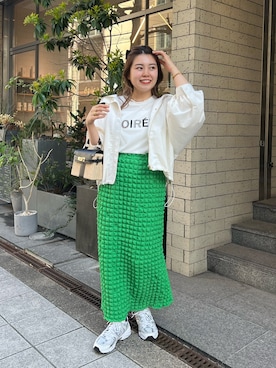 「ナロースカート」｜「アイテム（マウンテンパーカー）」を使った、ももぞうさん（レディース・154cm）の春コーディネート