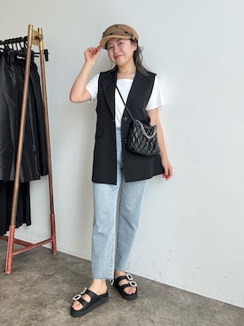 「麦わら帽子」｜「アイテム（その他アウター）」を使った、ももぞうさん（レディース・154cm）の夏コーディネート