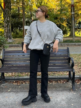 「prose verse（プロズヴェール）のアイテム（スウェット）」を使った、ももぞうさん（レディース・154cm）の秋コーディネート