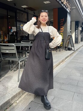 「prose verse（プロズヴェール）のアイテム（ジャンパースカート）」を使った、ももぞうさん（レディース・154cm）の冬コーディネート