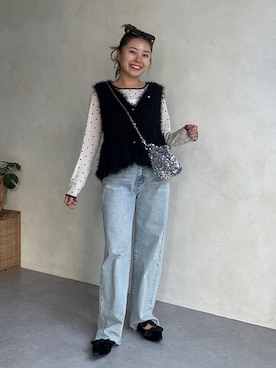 「アイテム（ベスト）」を使った、ももぞうさん（骨格ストレート・レディース・154cm）の夏コーディネート