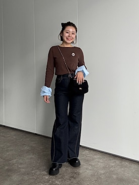 「アイテム（シュシュ）」を使った、ももぞうさん（レディース・154cm）の冬コーディネート