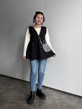 「アイテム（バレッタ/ヘアクリップ）」を使った、ももぞうさん（レディース・154cm）の秋コーディネート