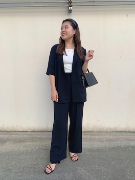 「スクエアトゥ」｜「アイテム（セットアップ）」を使った、ももぞうさん（レディース・154cm）の夏コーディネート
