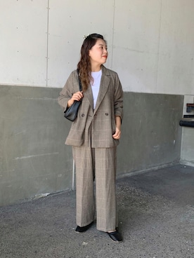 「チェック柄に恋してる」｜「アイテム（バレエシューズ）」を使った、ももぞうさん（レディース・154cm）の秋コーディネート