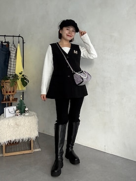 「アイテム（キャスケット）」を使った、ももぞうさん（レディース・154cm）の冬コーディネート