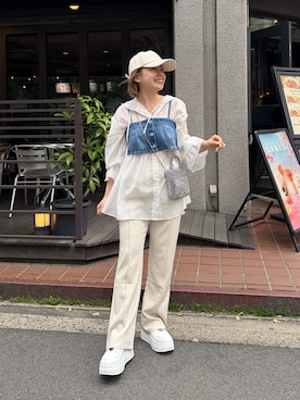 「アイテム（キャップ）」を使った、ももぞうさん（レディース・154cm）の春コーディネート